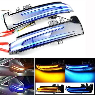 Imagem de Kakulkomen Conjunto de lâmpada sequencial de luz de seta LED dinâmica para espelho lateral para Mercedes-Ben-z W204 CLA A B C E S Gla Glk Cls Classe W176 W212 (amarelo) (azul-amarelo)