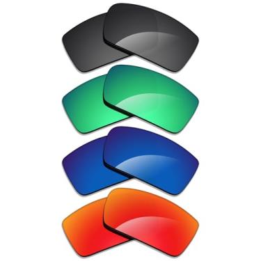 Imagem de Alphax 4 pares de lentes polarizadas de substituição para Oakley Gascan OO9014 - preto + verde + vermelho + água profunda