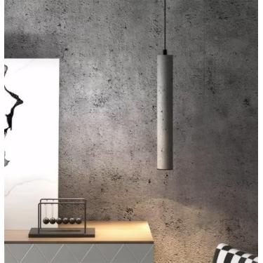 Imagem de Luz Pendente De Concreto Longa Moderna Industrial Ilha De Cozinha Luminária Led Sala De Jantar Cimento Pendurado Luz De Teto Ajustável Em Altura Para Quarto Sala De Estar Bar, Grey, 7 * 30 cm