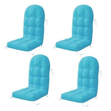 Imagem de Sannwsg Adirondack Conjunto de 4 almofadas para cadeira de balanço, almofadas de pátio com encosto alto, almofadas espessas resistentes ao clima com 6 laços, antiderrapante, desbotamento e à prova