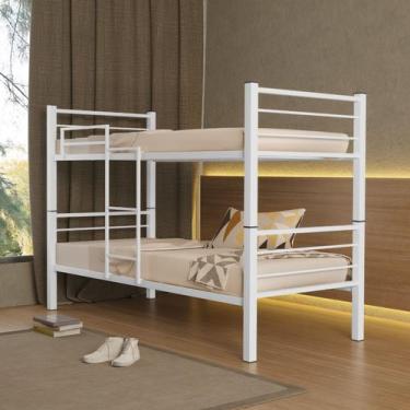 Imagem de Beliche 100% Ferro/Aço Cristal Vira 2 Camas C/grade Proteção e Escada 