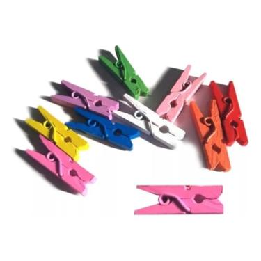 Imagem de Prendedor Mini Pregador Madeira 2,5cm Colorido 100 Pcs Coloridos Organizador Clip Papel Embalagens Para Diy, Scrapbooking, Organização De Papéis E Embalagens