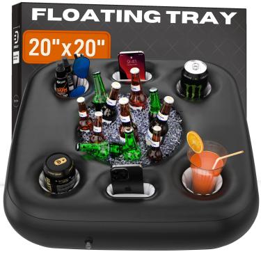 Imagem de DIVEBLAST: Suporte de bebida flutuante pequeno premium para piscina, acessórios de banheira de hidromassagem para adultos - comporta até 23 kg - Acessórios divertidos de piscina para adultos, boias de