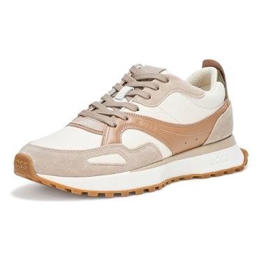 Imagem de BOSS Tênis masculino Jonah Suede Detail com cadarço, Bronzeado/conhaque, 40