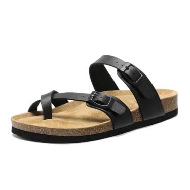 Imagem de Chinelos Ortopédicos Confortáveis ​​com Biqueira Aberta, Sandálias Cortiça Respiráveis ​​homem E Sem Atacadores Para Correção De Joanete Com Tira Fivela De Metal Ajustável, Para Papá(A black,40 EU)