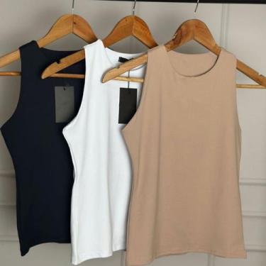 Imagem de KIT 3 Regatas Casual Basica Suplex Duplo Blusa Feminina Blogueira Tend