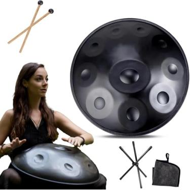 Imagem de Instrumento Handpan - 432hz/440hz 9/10/12 Notas - Tambor De Língua De Aço De 22 Polegadas - Tambor De Mão Pan Com Suporte De Tambor Para Cura Sonora, BLACK_10 NOTES, 440Hz