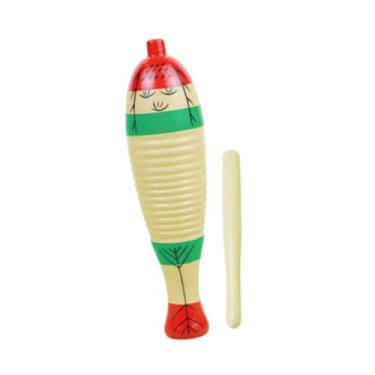Imagem de Colaxi Instrumentos musicais de madeira para bebês, brinquedo musical para crianças com martelo de madeira, instrumento de tambor para 1-3 anos de idade, Multicolorido, 21cm