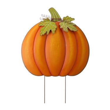 Imagem de Glitzhome Decoração de abóbora de metal grande de 95,2 cm - Estaca de jardim de 3 funções ou placa de parede ou placa de pé - Ferro à prova de ferrugem, outono, Halloween, Ação de Graças, decoração ao
