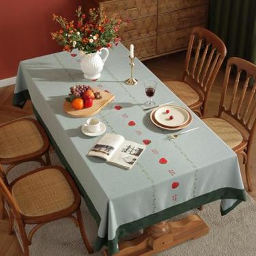 Imagem de KAIJIE Toalha de mesa com padrão moderno de algodão e linho, retângulos ou quadrados para jantar, piqueniques e entretenimento, 100 x 160 cm, verde
