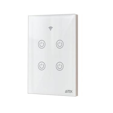 Imagem de Interruptor Touch Wi-Fi Inteligente 4 Teclas – Compatível Alexa, Google Assistente e Siri – Controle Remoto via App – Bivolt 110-220V – Automação Residencial Moderna