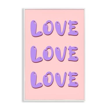 Imagem de Stupell Industries Design de arte giclée emoldurado branco Love Bubble Lettering por Pooja Dave, 61 x 40 cm