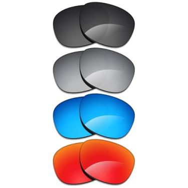 Imagem de Alphax 4 pares de lentes polarizadas de substituição para óculos de sol Ray-Ban Meta Wayfarer RW4006 50 mm - preto + titânio + azul + vermelho