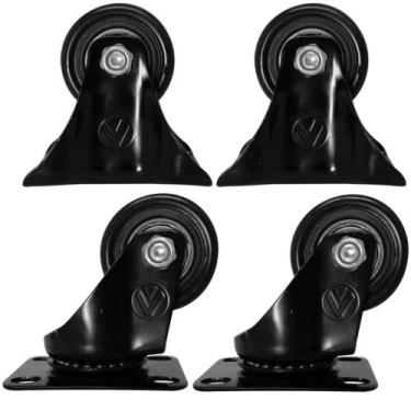 Imagem de Kit 2 Rodízio PVC Preto 1.5/8" 41mm Fixo - A09410-F + 2 Rodízio PVC Pr