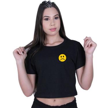 Imagem de Blusinha Cropped Algodão Sad Smile Bad Tumblr - Lafre, Preto, GG