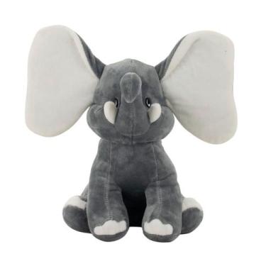 Imagem de Elefante Cinza Orelhas Grandes 26cm Pelúcia Decorativa - Fofy