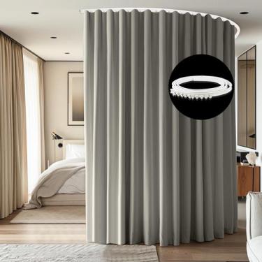 Imagem de Cortina divisória de quarto CBSRORO montada no teto com trilho cinza c