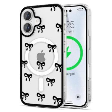 Imagem de EYZUTAK Capa magnética para telefone novo, compatível com MagSafe, capa protetora de policarbonato durável com laço de fita transparente e com laço estético, elegante, fina, antiamarelamento, durável