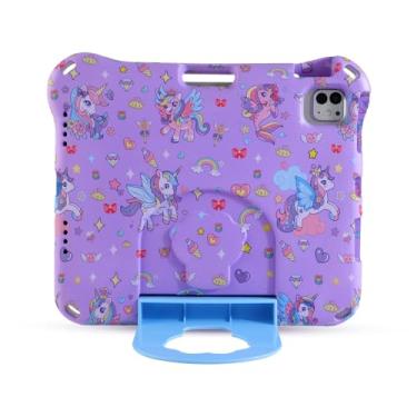 Imagem de Capa para tablet infantil iPad 10ª geração para meninos e meninas, iPad 10/10 polegadas unicórnio leve espuma EVA à prova de choque à prova de choque com alça de suporte - roxo