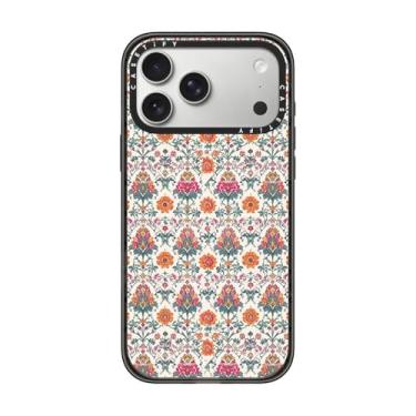Imagem de CASETiFY Capa Impact para iPhone 17 Pro Max [fina/compatível com Magsafe/2,5 m. Proteção contra quedas de grau militar 4X] - floral persa - laranja - preto transparente
