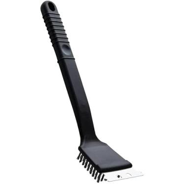 Imagem de Escova para Grelha com Raspador 2 em 1, Cerdas em Aço Inoxidável, Cabo Resistente, Limpeza de Churrasqueira