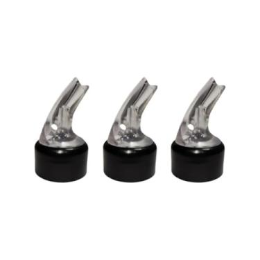 Imagem de Conjunto de 3 Bicos Dosadores para Azeite e Vinagre, 30mm, Compatível com Garrafas Borges, Hemmer e Outras, Preto