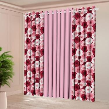 Imagem de Cortina Florata Estampada, 2,00 m x 1,40 m, Poliéster, para Sala, Quarto, Cozinha, Decorativa (AMORE)