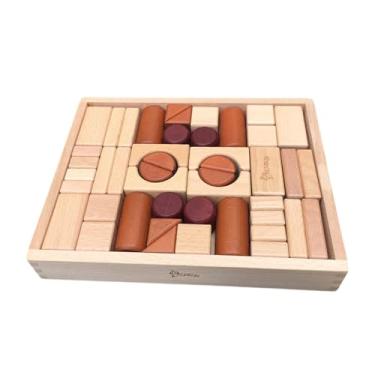 Imagem de Almencla Blocos de construção de madeira Brinquedo de construção Pré-escola Aprendizagem Brinquedo educacional Formas geométricas Sólidos geométricos para