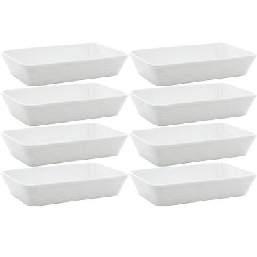 Imagem de 8 Travessas Refratárias de Porcelana Branca 29x20x5cm Restaurantes Buffet Línea Lyor Se...