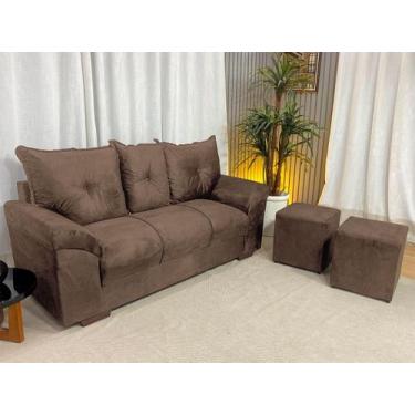 Imagem de Sofá 3 Lugares Chile com Puff Alpoim Marrom 603