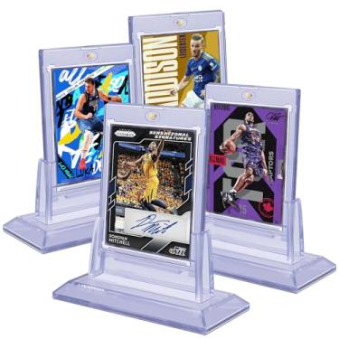 Imagem de 4 porta-cartões magnéticos para cartões colecionáveis, protetores de cartão com bases de acrílico, porta-cartões de beisebol adequados para MTG, Yugioh, cartões esportivos, cartões de futebol, cartões