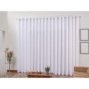 Imagem de Cortina De Varão Voil Branco 4,00x2,50 Com Forro Microfibra