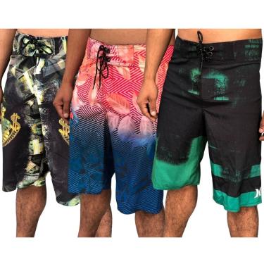 Imagem de Kit 3 Bermuda Masculina Shorts Surf Praia Tecido Super Macio 100% Elastano Evolution