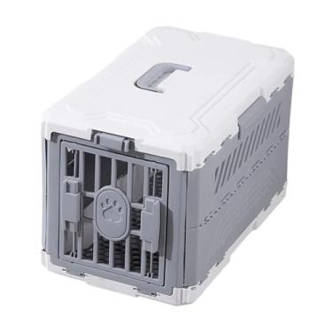 Imagem de Gralara Caixa de transporte para gatos e cachorros, dobrável, para viagem, para gatos, cachorros pequenos, gatinhos e filhotes, Branco Cinza