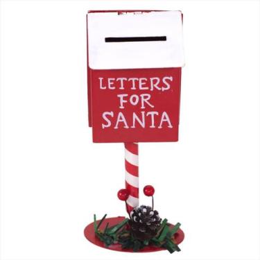 Imagem de Caixa Postal Carta Papai Noel Com Pé Enfeite Natalino Vermelho 13CM - 