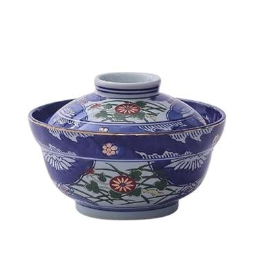 Imagem de URGDWEKJY Tigela de sopa de cerâmica com tampa, tigela de ramen de restaurante chinês, tigela retrô de cereais, perfeita para preparar refeições na cozinha, cozinhar, assar tigela de salada