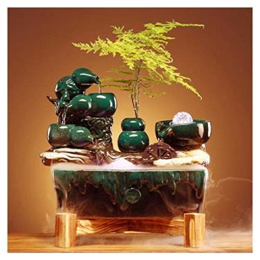 Imagem de XFNVXC Fonte decorativa interna de mesa fonte de mesa de cerâmica para mesa de trabalho ornamentos de água corrente para sala de estar escritório ornamentos decorativos fonte de jardim para casa