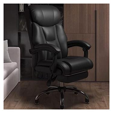 Imagem de Mesa confortável, poltrona reclinável elétrica acolchoada de couro de poliuretano, altura ajustável, 5 rodas com apoio remoto para os pés, giratório, ergonômico, preto