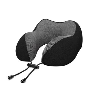 Imagem de Travesseiro de Pescoço em Formato de U com Espuma de MemóRia para Viagens Avião Carro Para Pescoço Cabeça e Pescoço de Adultos(Preto)