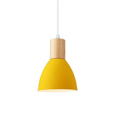 Imagem de CHENKUI Luz única rústica moderna com decoração de madeira luminária pendente Macaron abajur balcão luz suspensa E27/E26 bar iluminação de teto luminárias de cozinha para sala de estar, ilha de