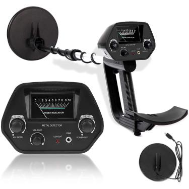 Imagem de Detector de metais para crianças e adultos, detector de metais de alta sensibilidade com função de discriminação, detector de metais leve com bobina de busca à prova d'água e haste ajustável prático e