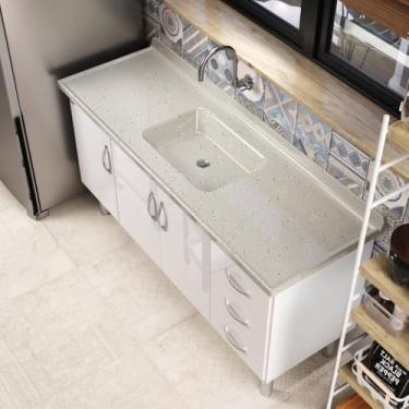 Imagem de Pia de Cozinha Mármore Sintético 160x55cm Multimóveis Cr20482 Travertino