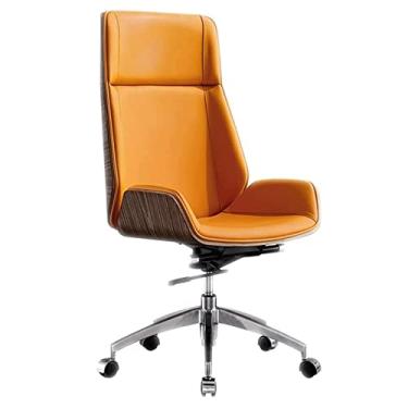 Imagem de TLTDSMYF Cadeiras de secretária de escritório cadeira de escritório cadeira de secretária ergonómica de couro cadeira de computador de altura ajustável cadeiras gerenciais confortáveis com encosto