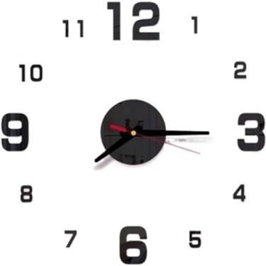 Imagem de WYUYIWH Relógio de parede DIY simples sala de estar 3D tamanho grande relógio de parede geométrico espelho arte espelho espelho quarto infantil decoração de sala de conferências decoração de parede