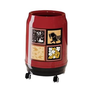 Imagem de WeiLaiKeQi Lixeira com rodas, lata de lixo de grande capacidade, recipiente para resíduos para cozinha, trailer, sala de estar e banheiro, Open L Red