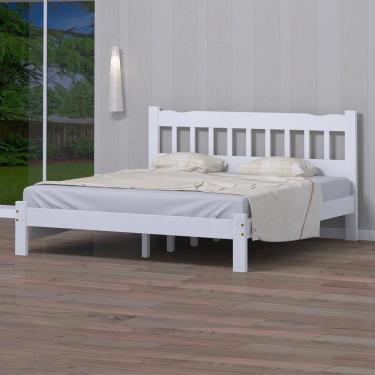 Imagem de Cama De Casal King Size Madeira Maciça Branco Pérola