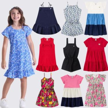Imagem de Kit Sortido 3 Peças de Roupas Infantis Menina Verão- 3 Vestidos/Macaqu