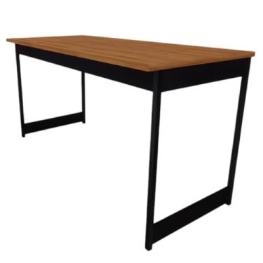 Imagem de Mesa Escrivaninha Escritório Estilo Industrial Computador 116 Cm (Nogal/Pés Pretos)