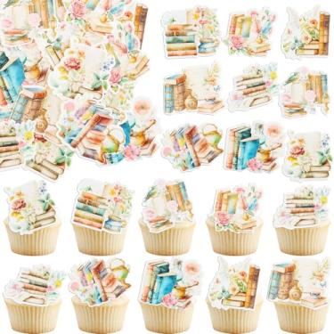 Imagem de Gyufise 54Pcs Edible Book Club Cupcake Toppers I Love Reading Cupcake Picks Water Paper Book Club Cake Decorations for Library Theme Baby Shower Kids Birthday Party Supplies