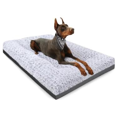 Imagem de POCBLUE Tapete de cama para cachorro Deluxe lavável GG para cães 104 cm, confortável e fofo, antiderrapante para cães de até 41 kg, 104 x 68 cm, cinza